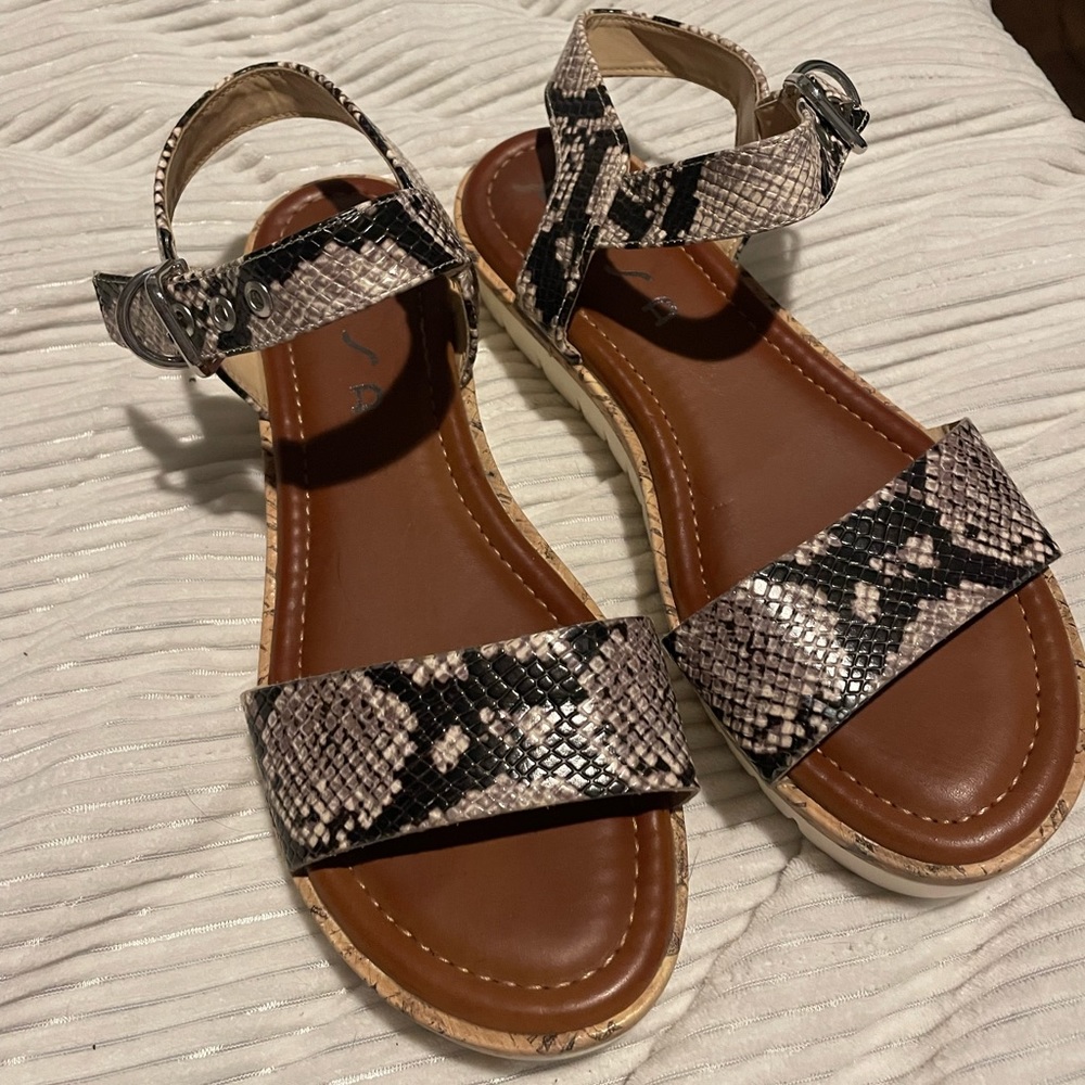 Snakeskin strappy sandals